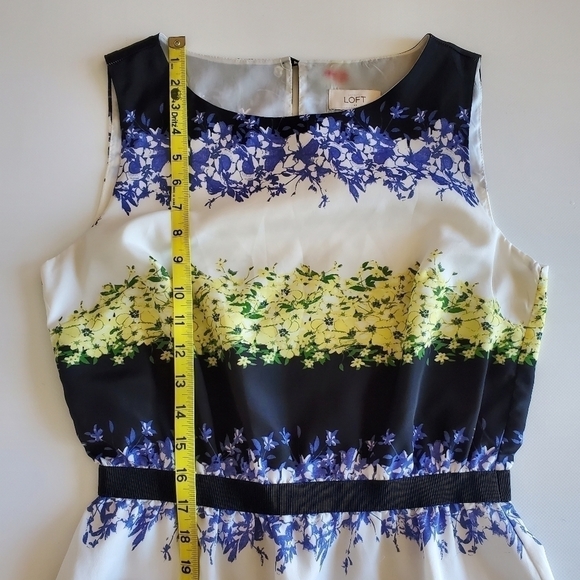 2099 * Ann Taylor Loft Spring Midi Dress White Navy Blue Size S - Picture 6 of 8